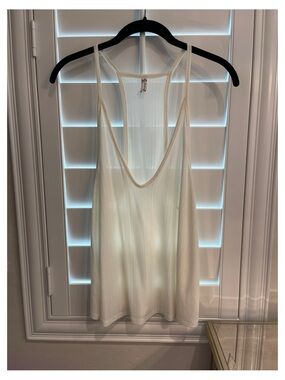 Free People Sheer Cream Ribbed Cami